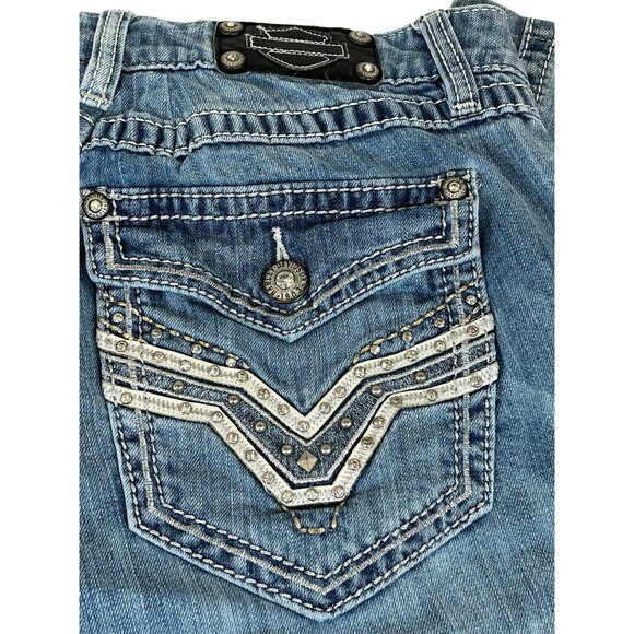 Harley Davidson Haan Jeans Women’s 36'Waist Biker Y2K Bling Distressed Flair Leg - Picture 1 of 16
